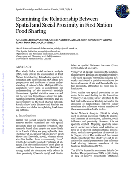 Examining the Relationship Between Spatial and Social Proximity in First Nation Food Sharing