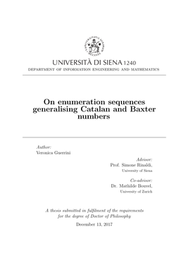 On Enumeration Sequences Generalising Catalan and Baxter Numbers