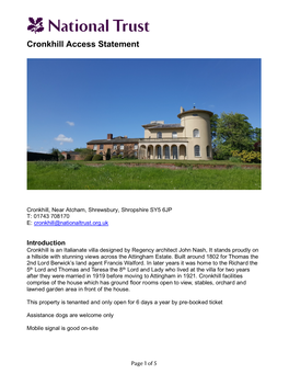 Cronkhill Access Statement