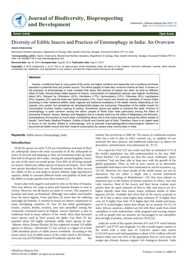 Diversity of Edible Insects and Practices