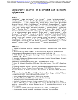 Comparative Analysis of Neutrophil and Monocyte Epigenomes