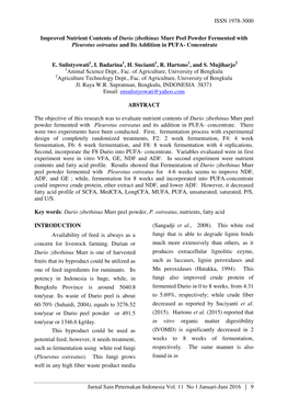 Improved Nutrient Contents of Durio Zibethinus Murr Peel Fermented