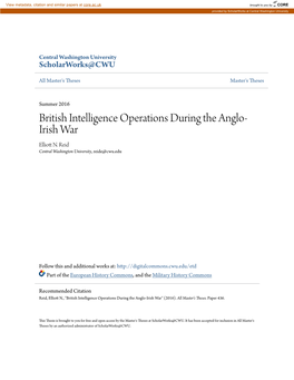 British Intelligence Operations During the Anglo-Irish War" (2016)