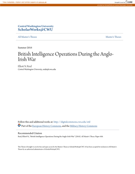 British Intelligence Operations During the Anglo-Irish War