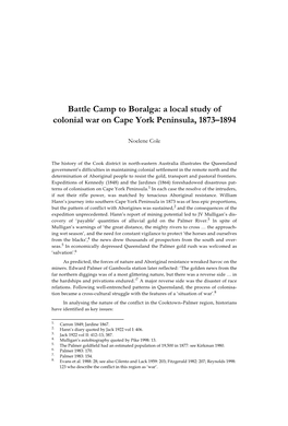 Battle Camp to Boralga: a Local Study of Colonial War on Cape York Peninsula, 1873–1894