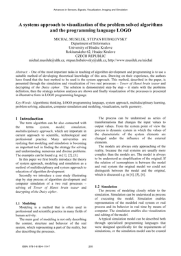 A Systems Approach to Visualization of the Problem Solved Algorithms and the Programming Language LOGO