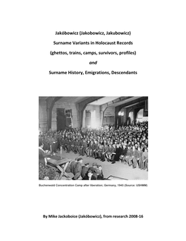 Jakóbowicz (Jakobowicz, Jakubowicz) Surname Variants in Holocaust Records