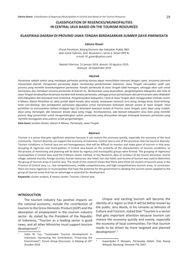 29 Classification of Regencies/Municipalities in Central Java Based on the Tourism Resources