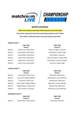 Match Schedule