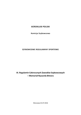 AEROKLUB POLSKI III. Regulamin Całorocznych Zawodów