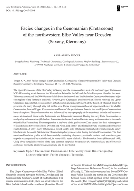 Facies Changes in the Cenomanian (Cretaceous) of the Northwestern Elbe Valley Near Dresden (Saxony, Germany)