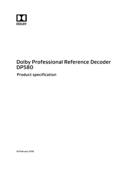 Dolby DP580 Professional Reference Decoder Product Specification