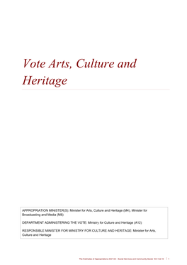 Vote Arts, Culture and Heritage