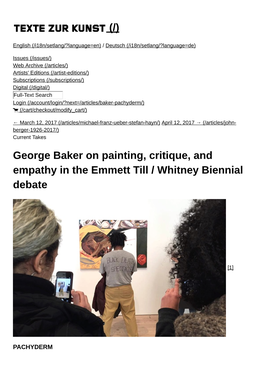 (/) George Baker on Painting, Critique, and Empathy in the Emmett Till
