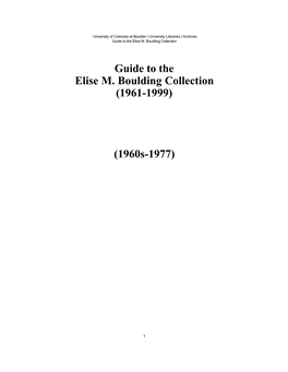 Guide to the Elise M. Boulding Collection