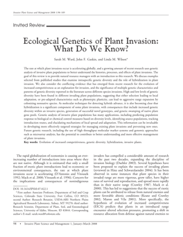 Ecological Genetics of Plant Invasion: What Do We Know?