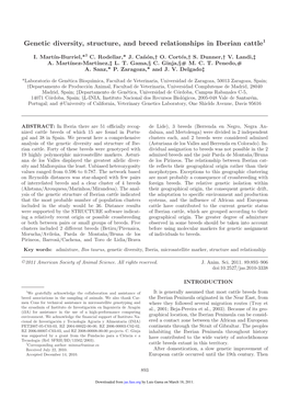 Genetic Diversity, Structure, and Breed Relationships in Iberian Cattle1