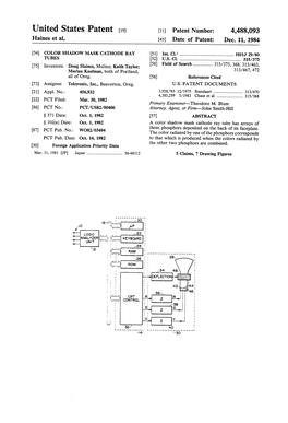 United States Patent (19) 11 Patent Number: 4,488,093 Haines Et Al