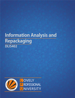 Dlis402 : Information Analysis and Repackaging