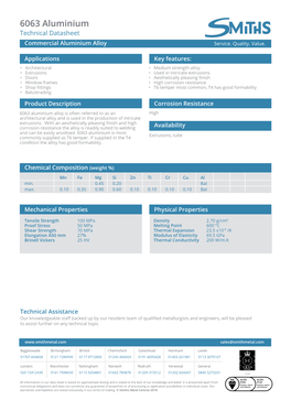 6063 Aluminium Technical Datasheet Commercial Aluminium Alloy Service