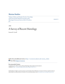 A Survey of Recent Mariology Eamon R