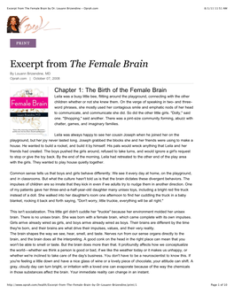 Excerpt from the Female Brain by Dr. Louann Brizendine - Oprah.Com 8/1/11 11:51 AM