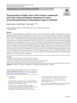 Characterization of Highly Active 2-Keto-3-Deoxy-L