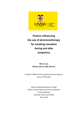 Factors Influencing the Use of Pharmacotherapy for Smoking Cessation During and After Pregnancy