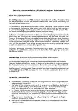 Bauhof-Kooperationen Bei Der NES-Allianz (Landkreis Rhön-Grabfeld)