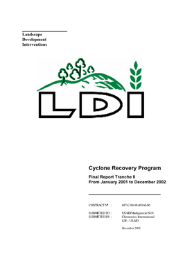 Cyclone Recovery Program Final Report Tranche II from January 2001 to December 2002