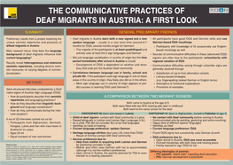 The Communicative Practices of Deaf Migrants in Austria: a First Look