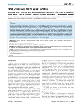 First Dinosaurs from Saudi Arabia