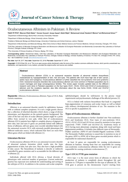 Oculocutaneous Albinism in Pakistan: a Review