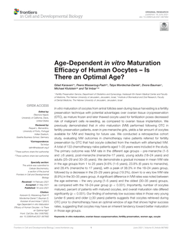 Age-Dependent in Vitro Maturation Efficacy of Human Oocytes