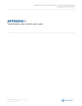 Appendix I Traditional and Other Land Uses