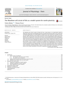 The Mauthner-Cell Circuit of Fish As a Model System for Startle Plasticity