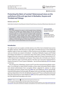 Heterosexual Views on the Usefulness of the Anti-Gay Laws in Barbados, Guyana and Trinidad and Tobago