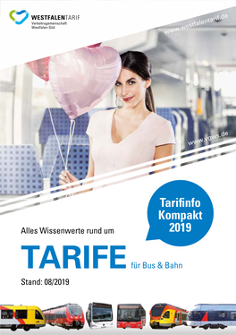 TARIFE Für Bus & Bahn Stand: 08/2019 Impressum