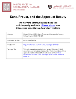 Kant, Proust, and the Appeal of Beauty