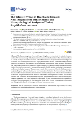 The Teleost Thymus in Health and Disease: New Insights from Transcriptomic and Histopathological Analyses of Turbot, Scophthalmus Maximus