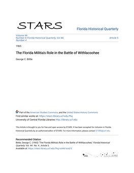 The Florida Militia's Role in the Battle of Withlacoohee