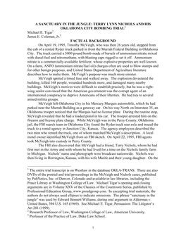 TERRY LYNN NICHOLS and HIS OKLAHOMA CITY BOMBING TRIAL1 Michael E