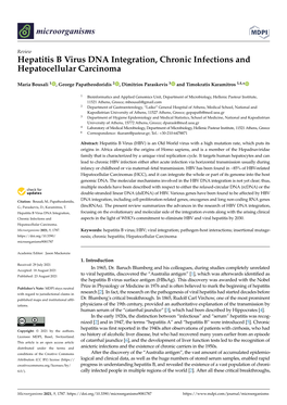 Hepatitis B Virus DNA Integration, Chronic Infections and Hepatocellular Carcinoma