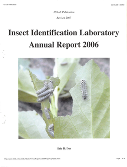 Insect Identification Laboratory Annual Report 2006
