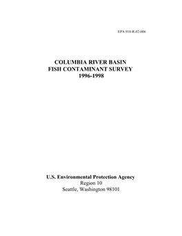 Columbia River Basin Fish Contaminant Survey 1996-1998