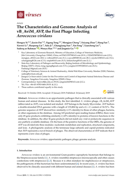 The Characteristics and Genome Analysis of Vb Avim AVP, the First Phage Infecting Aerococcus Viridans