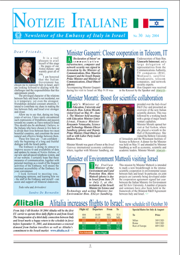 NOTIZIE ITALIANE Newsletter of the Embassy of Italy in Israel No