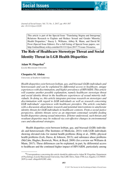 The Role of Healthcare Stereotype Threat and Social Identity Threat in LGB Health Disparities