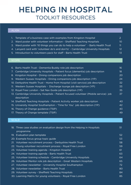 Helping in Hospital Toolkit Resources