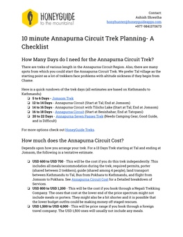 10 Minute Annapurna Circuit Trek Planning- a Checklist